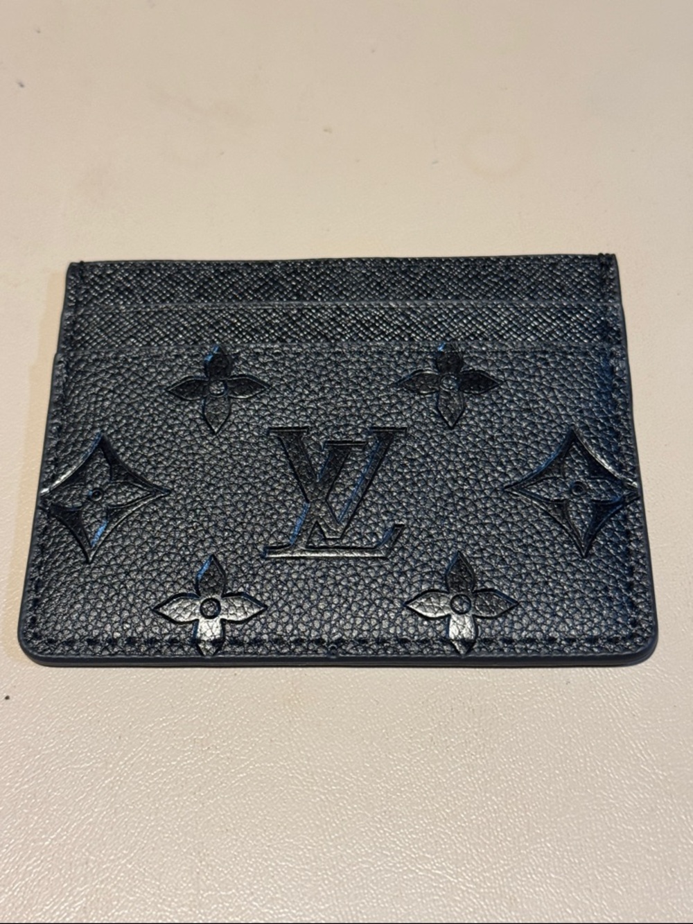 BEAUTIFUL WALLET Black Embossed Monogram Card Sleeve